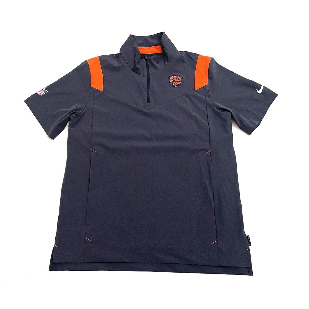 Nike Chicago Bears Sideline Coaches Short Sleeve 1/4 Jacket Navy Blue Medium